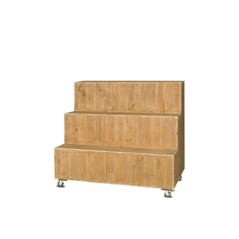 - Présentoir fleuriste à roulettes 3 niveaux bois massif
