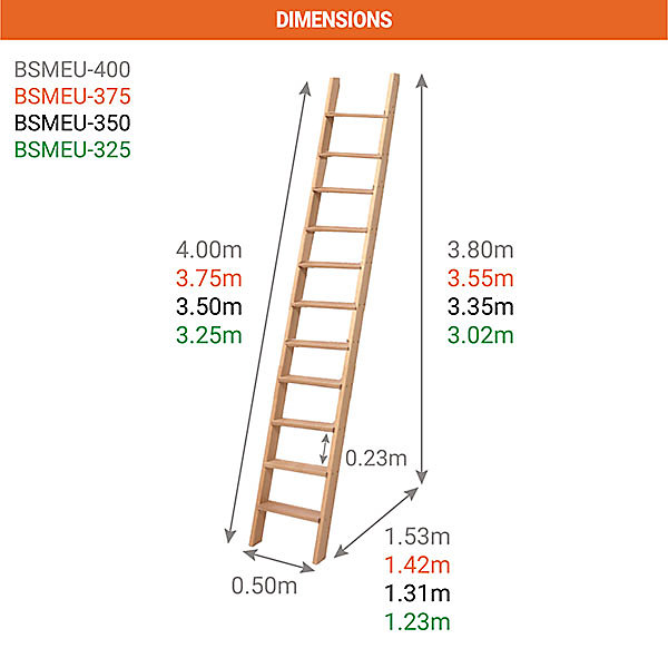 Echelle de meunier 14 marches - Hauteur à franchir 3.55m - BSMEU-375