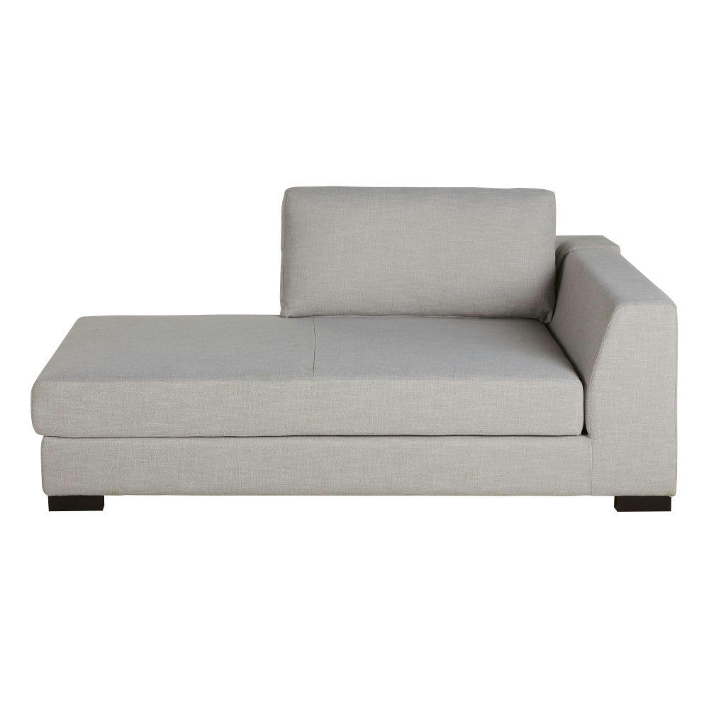 Terence - Méridienne-coffre droite pour canapé modulable gris clair