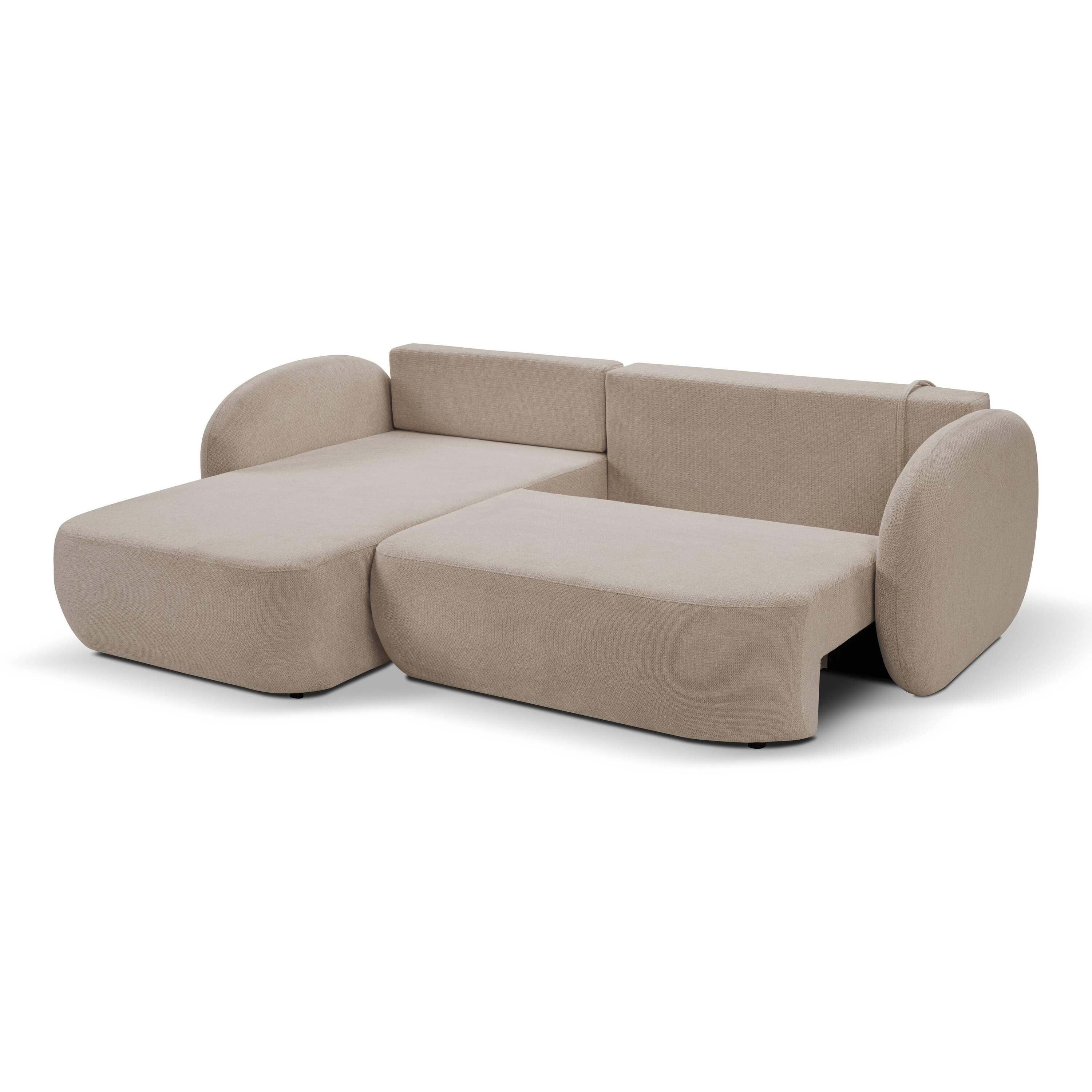 by fonQ Orin Hoekbank Links met Slaapfunctie - Chenille - Bruin