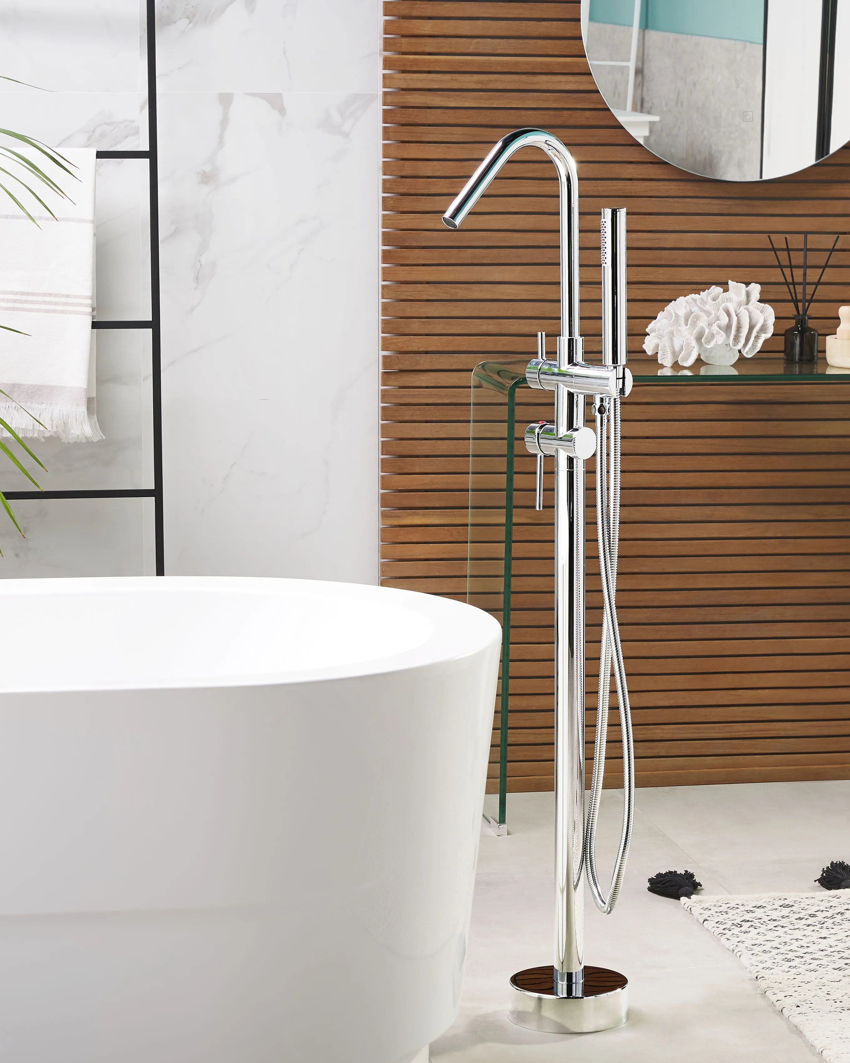 Freestanding Bathtub Faucet VICTORIA Silver