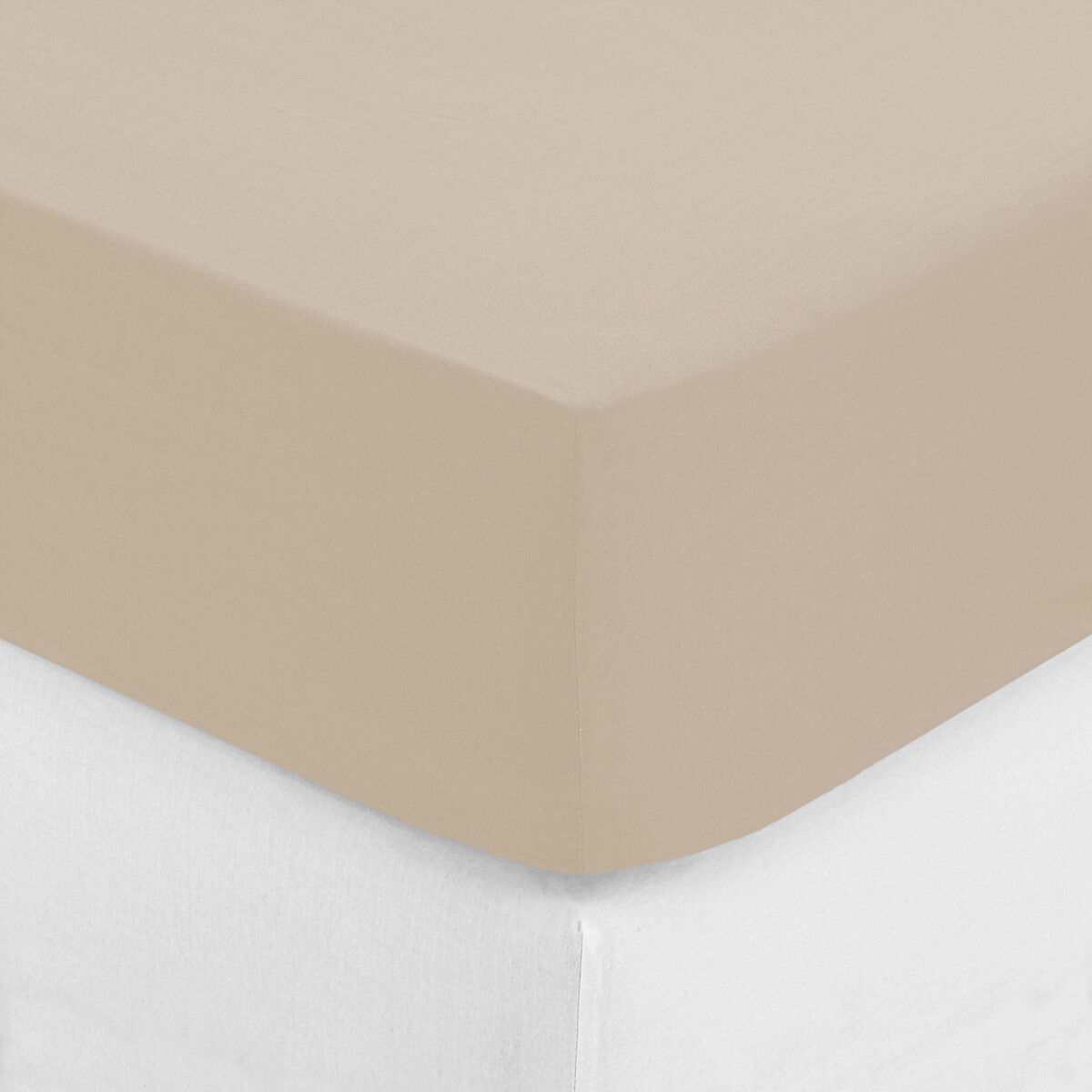 Fitted sheet, percale Beige, 90x190 cm