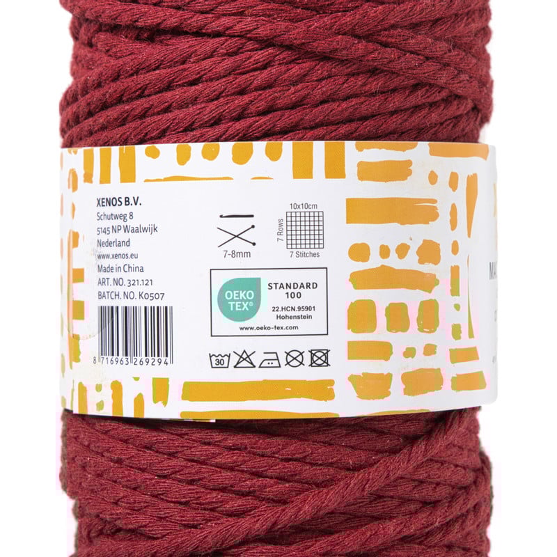 Garen macram&eacute; - bordeauxrood - 500 gram - 100 meter