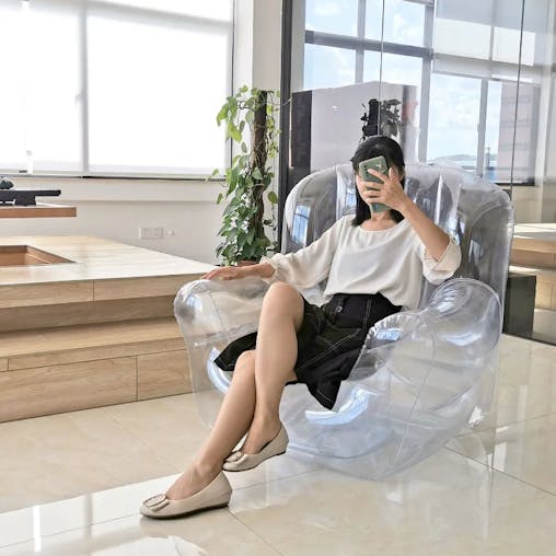 NNEOBA Transparent Nordic Inflatable Sofa - Modern Armchair for Bedroom- 90x80cm