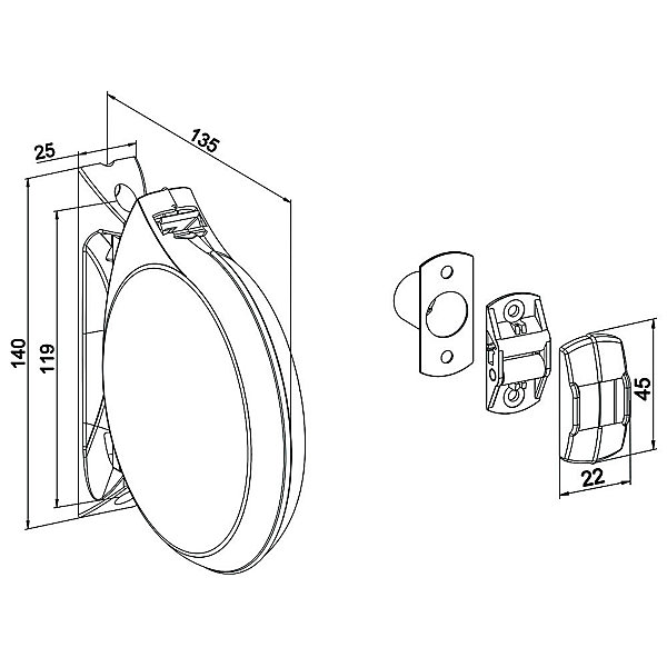 Enrouleur de sangle rond pour volet roulant avec guide et sangle de 5,5 m