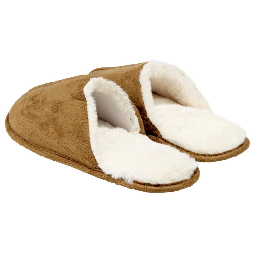 Chaussons homme marron fourrés blancs 42/43