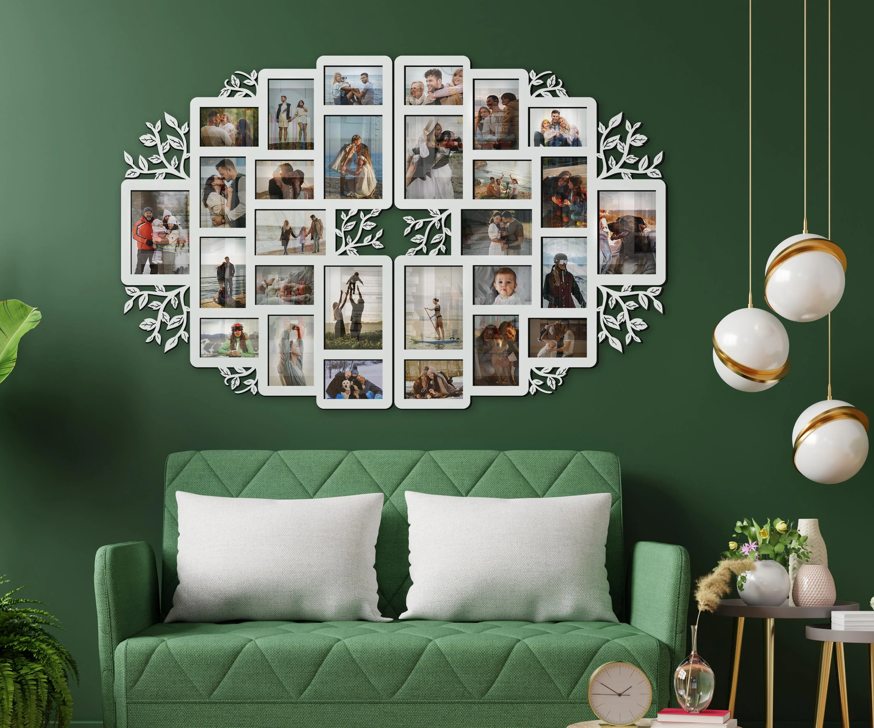Split Family Tree Collage - Rustic Picture Frame, Custom Living Room & Home Decor, Family Gift, Photo Frames for Gallery Wall, Wedding Gifts