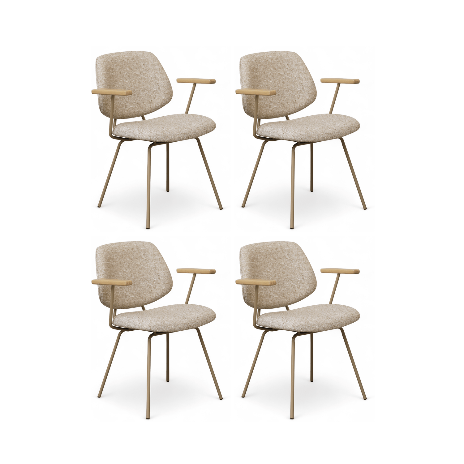 Furnhouse eetkamerstoelen armleuning Sofia - Beige - Stof (Bouclé) - Set van 4