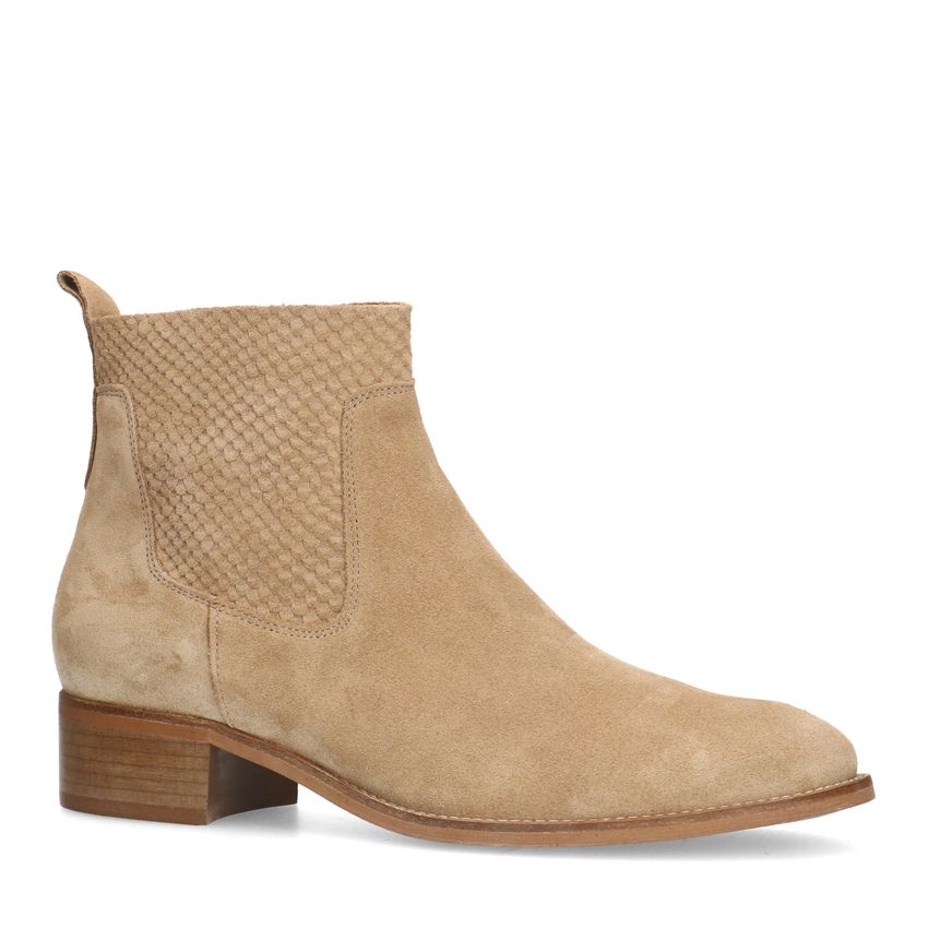 Manfield Beige suède enkellaarsjes