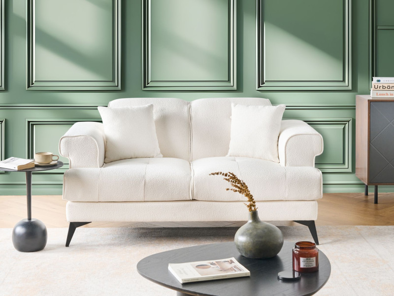 Sofa dwuosobowa boucle biała