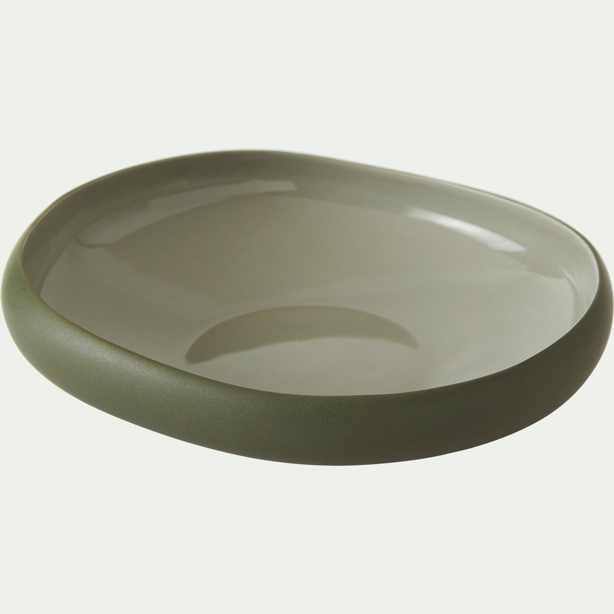 KYMA - Assiette creuse en grès D20cm - vert olivier