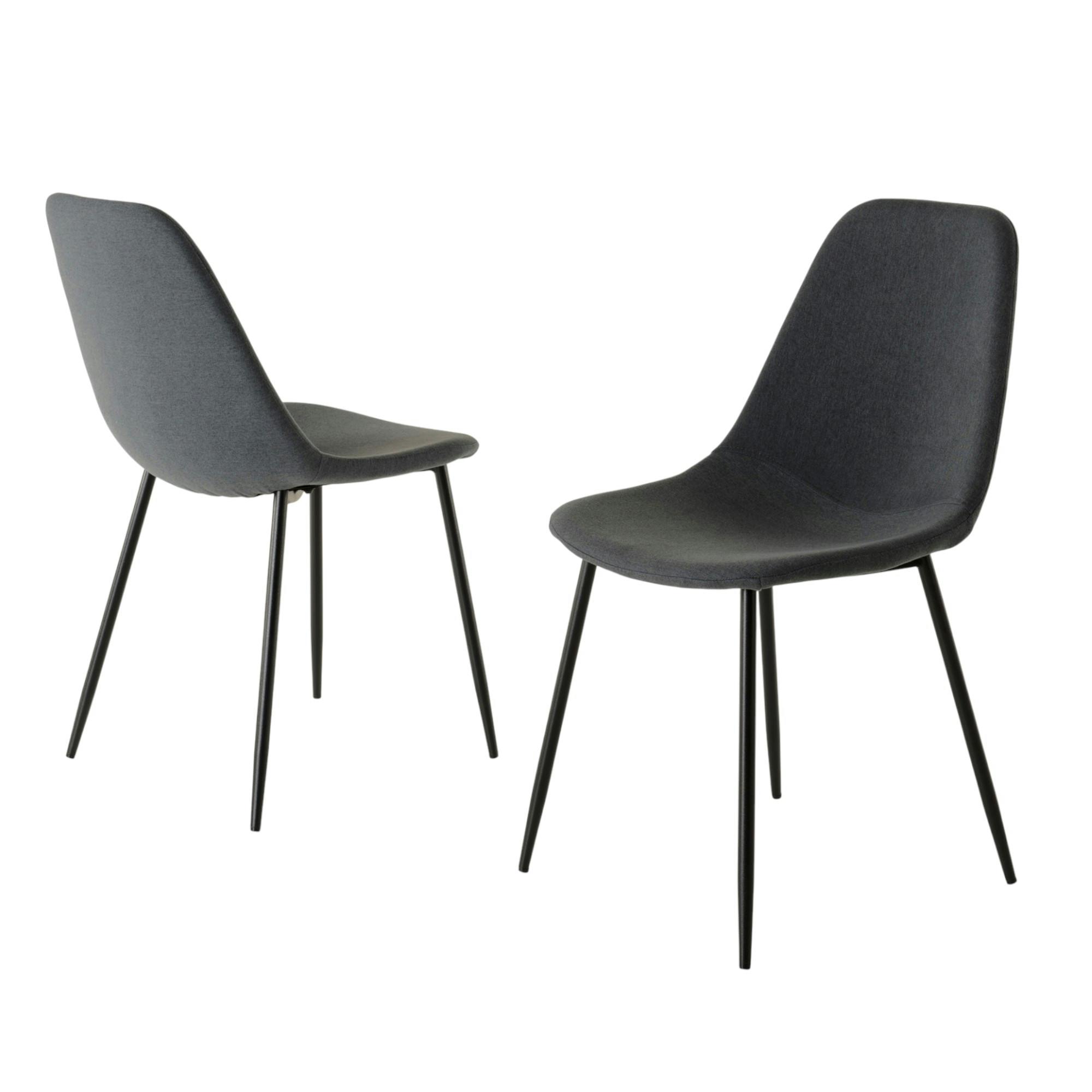 Chaise tissu gris anthracite TIM (lot de 2)