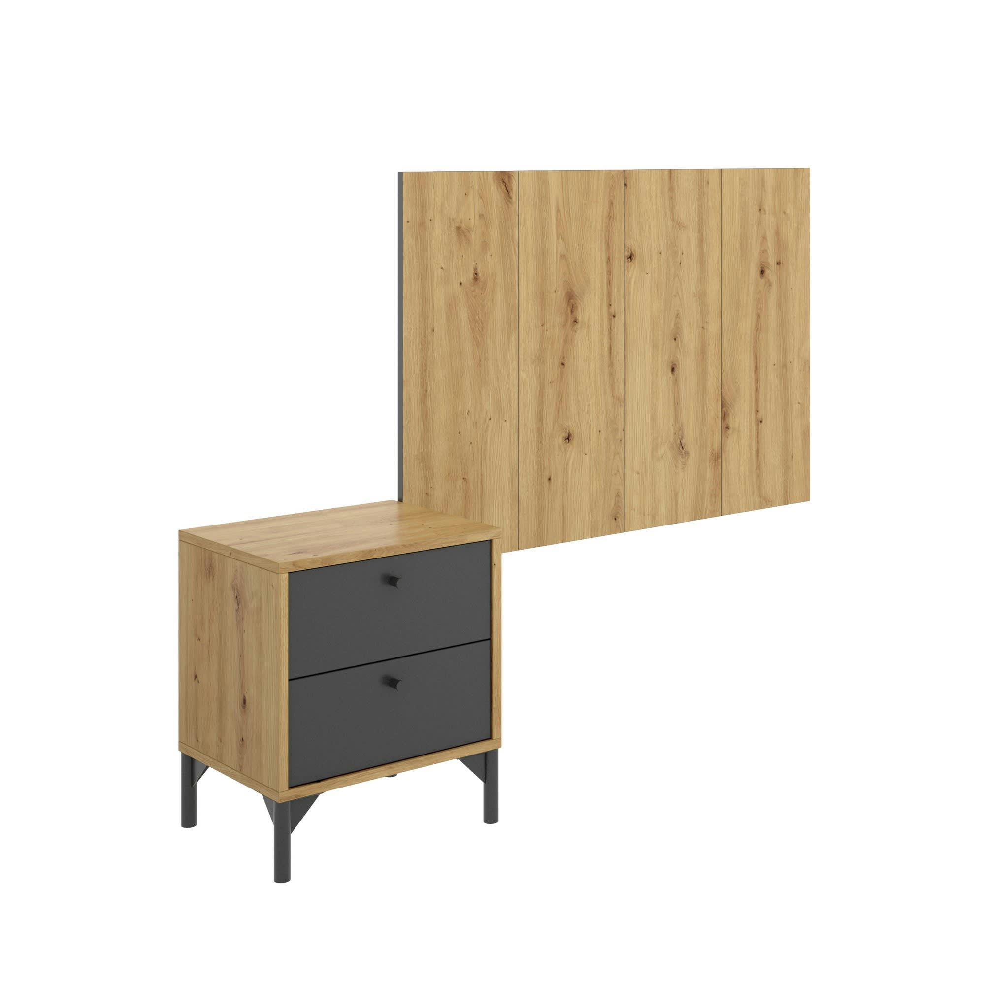 DBISSEC - Tête de lit effet bois chêne et anthracite