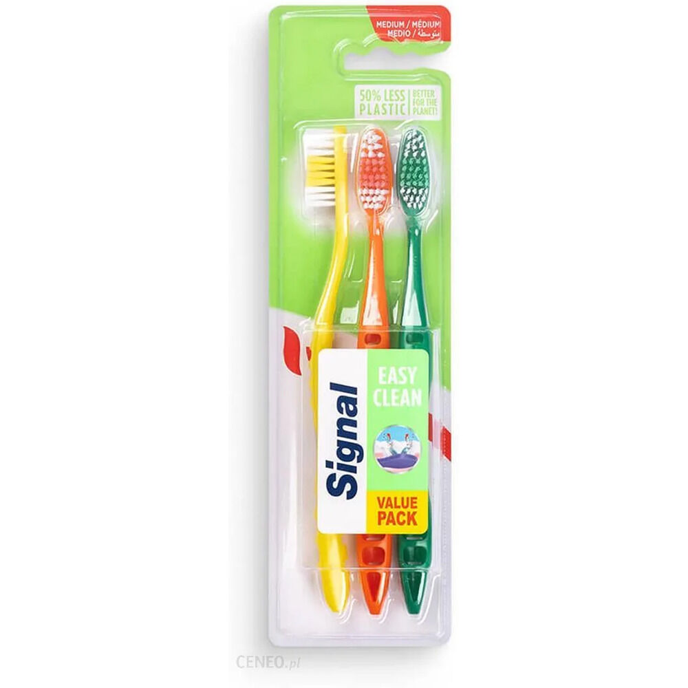 Lot de 3 brosses à dents Signal médium orange/jaune/vert