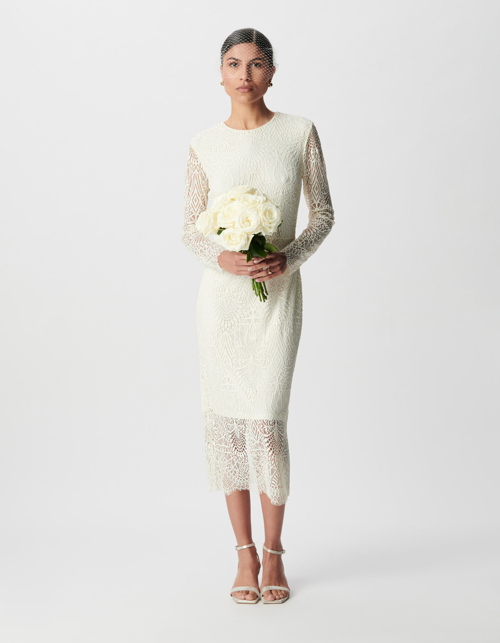 Robe longue blanche dentelle Femme