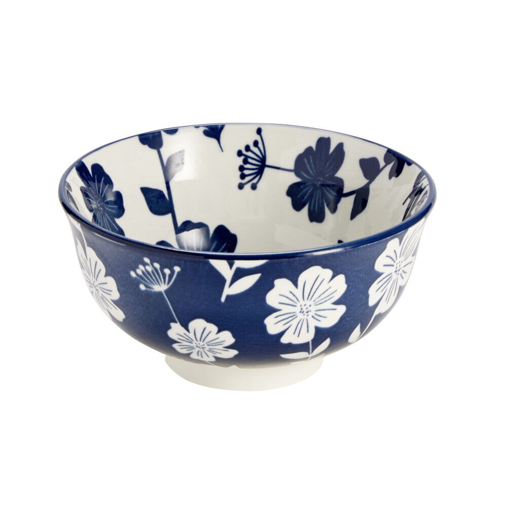 Bol x3 motif floral blanc et bleu Ø11,5xH5,7cm