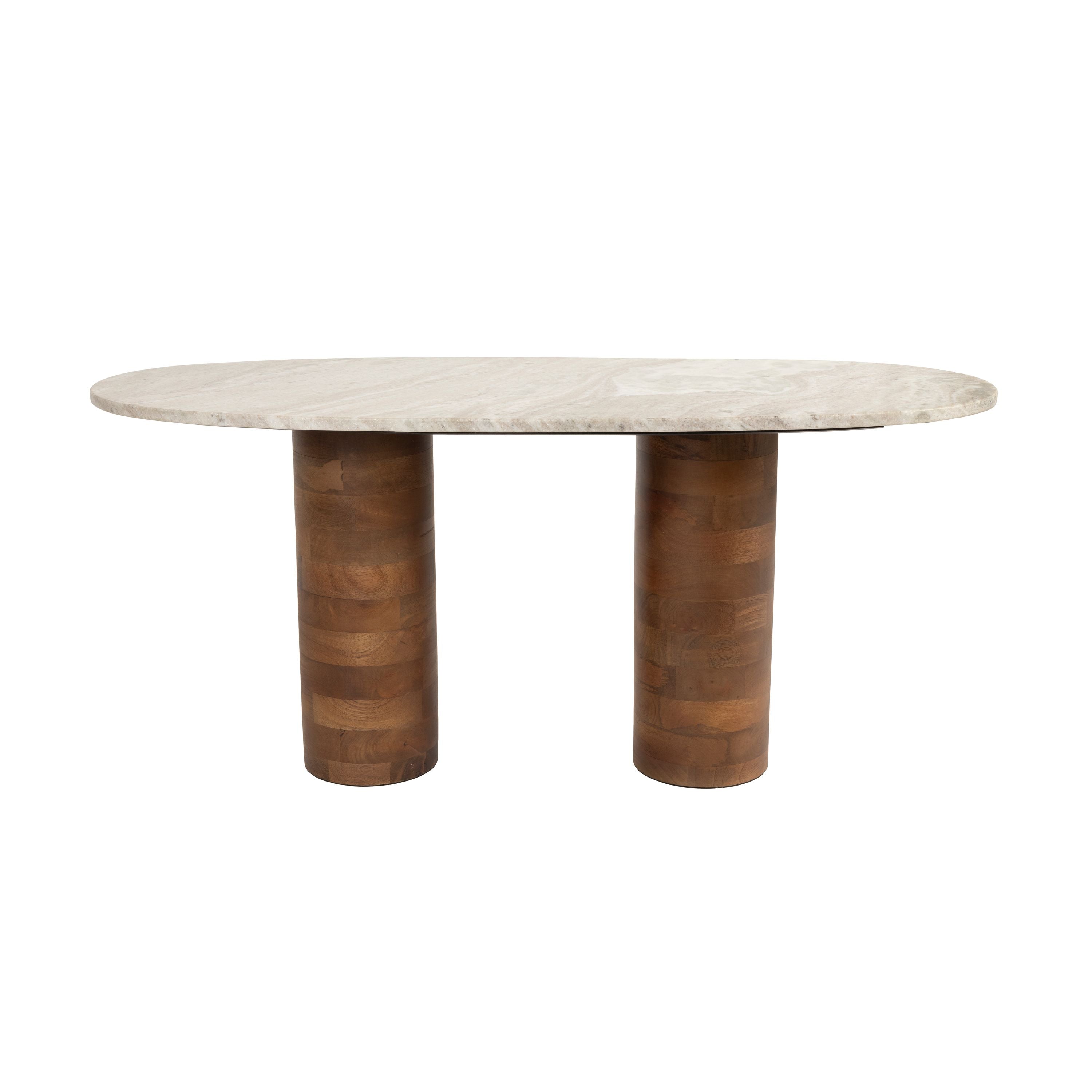 Housecraft Living Kouk Salontafel 100x40 cm Marmer/ Hout Beige