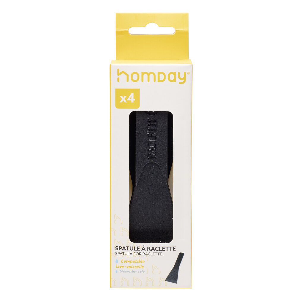Spatule à raclette x4 nylon noir compatible lave-vaisselle