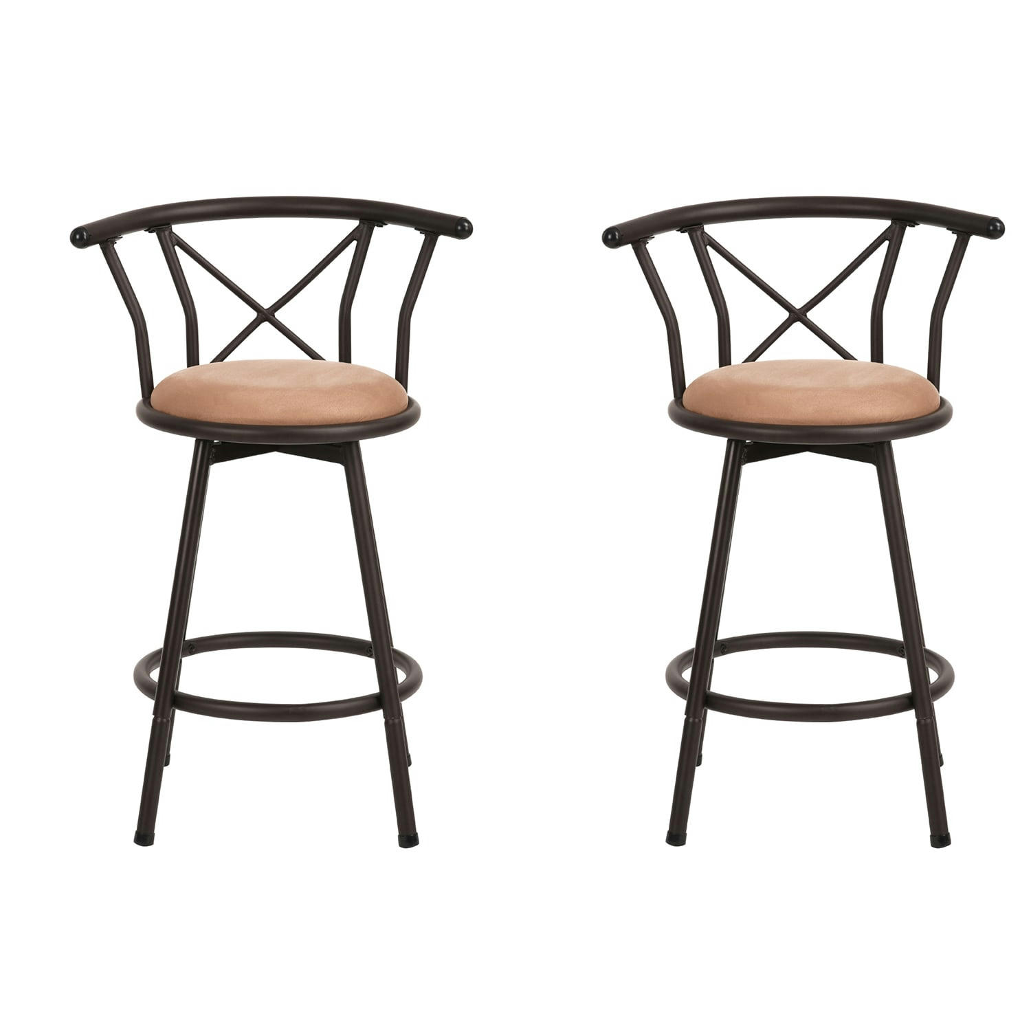 - Lot de 2 tabourets de bar avec dossier pivotant repose pied