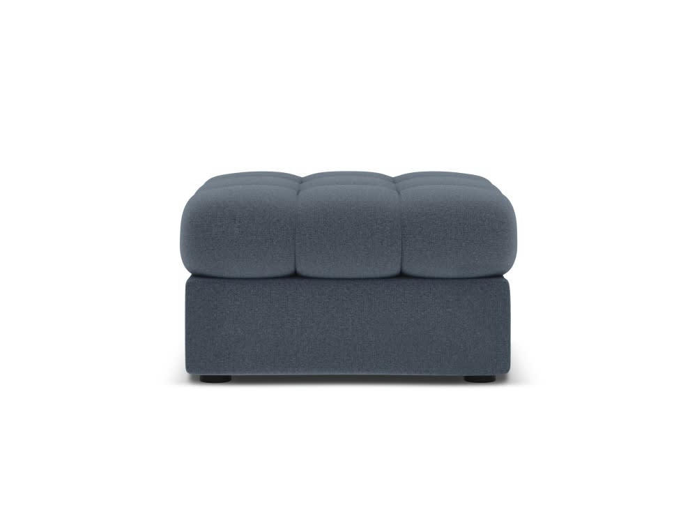 JUSTIN - Pouf en tissu structuré bleu foncé
