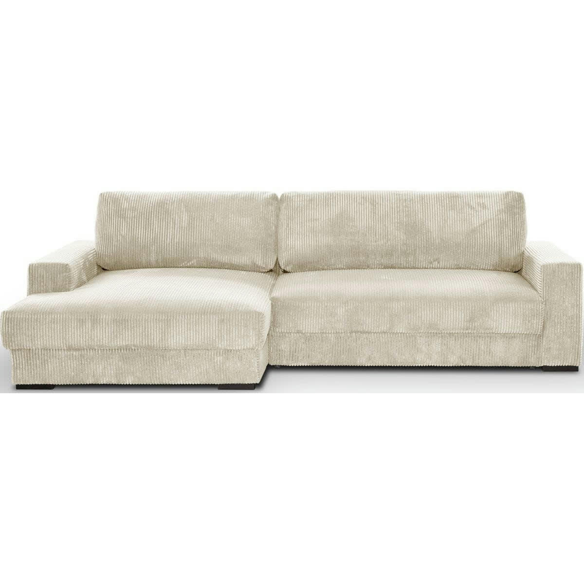 ARTY - Canapé d'angle à gauche convertible 3 places en velours côtelé beige
