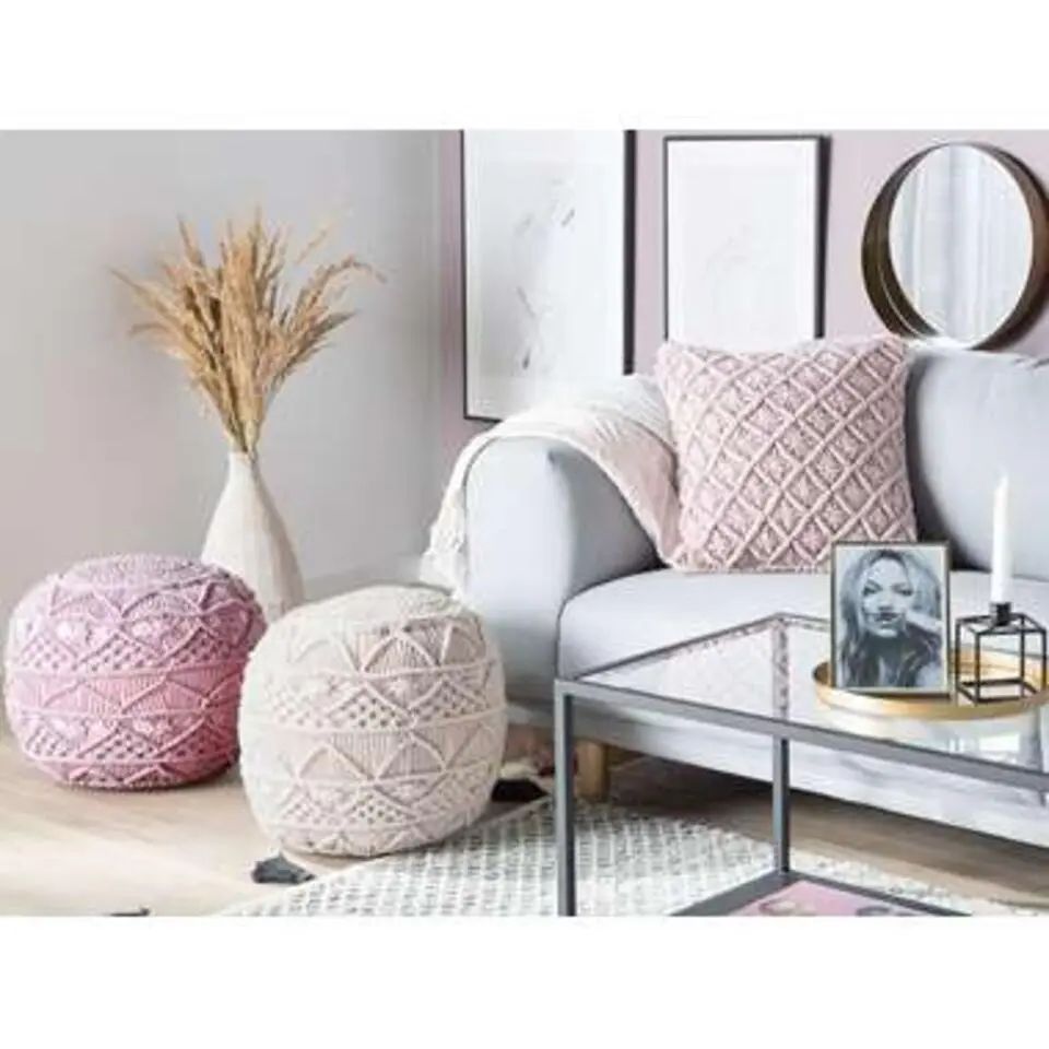 KAYSERI - Poef - Beige - 40 cm - Katoen