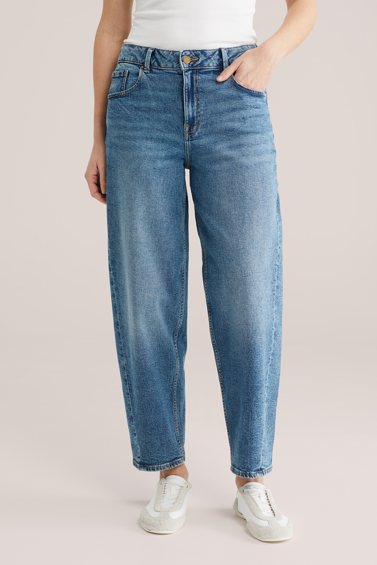 Dames mid rise twisted barrel fit jeans