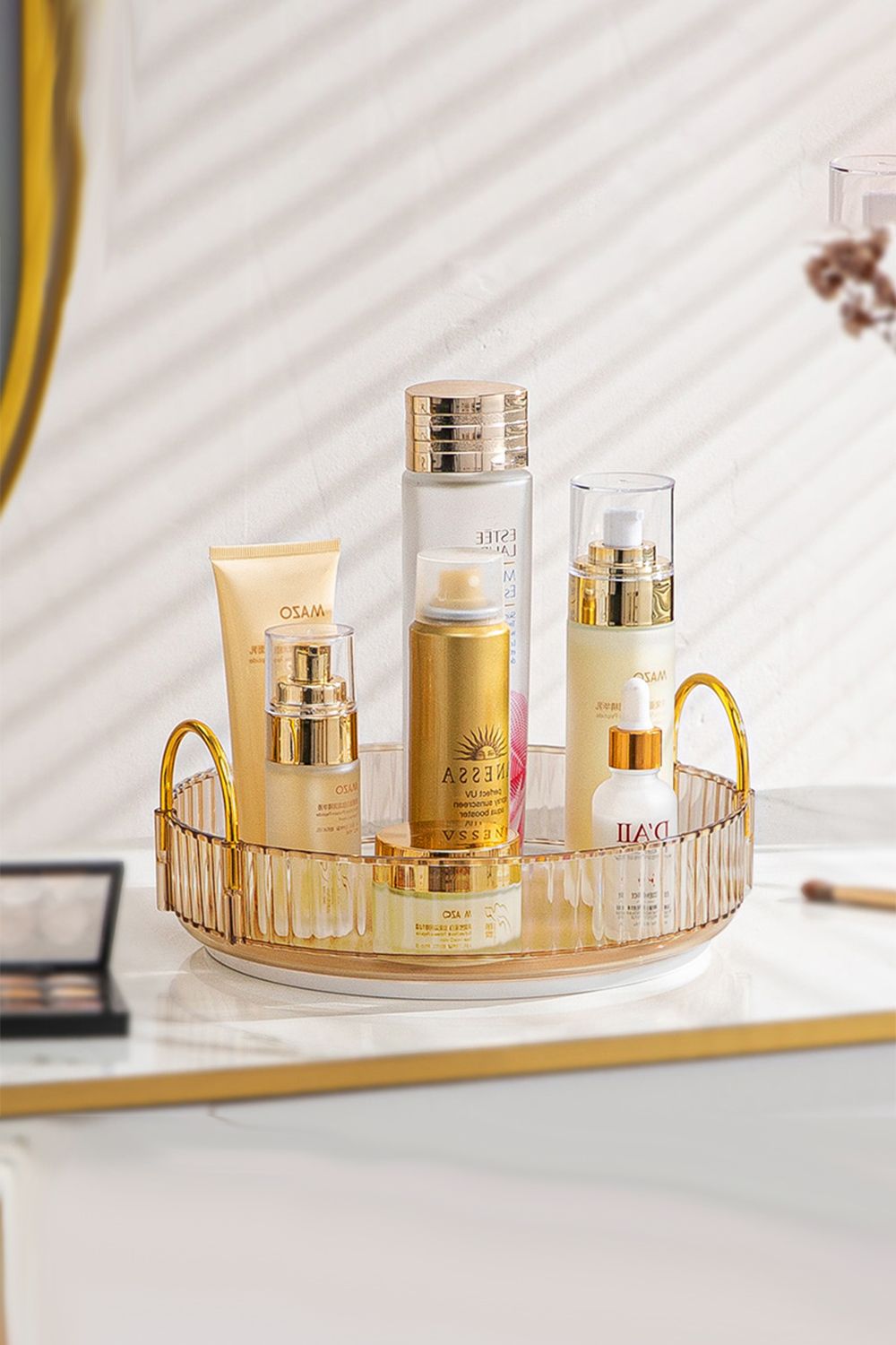 SHEONLY 360 Rotating Cosmetic Organizer Skincare Display Box, Bathroom Make Up Spinning Holder Rack, Multifunctional Box For Home Dormitory Office Bedroom