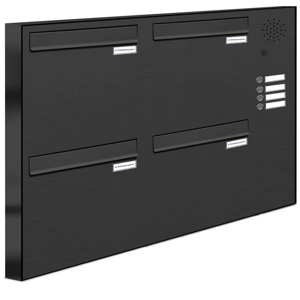 Briefkasten, Parteien: 4, Zaundurchwurf, BxHxT: 91,6 x 68,4 x 11,6 cm