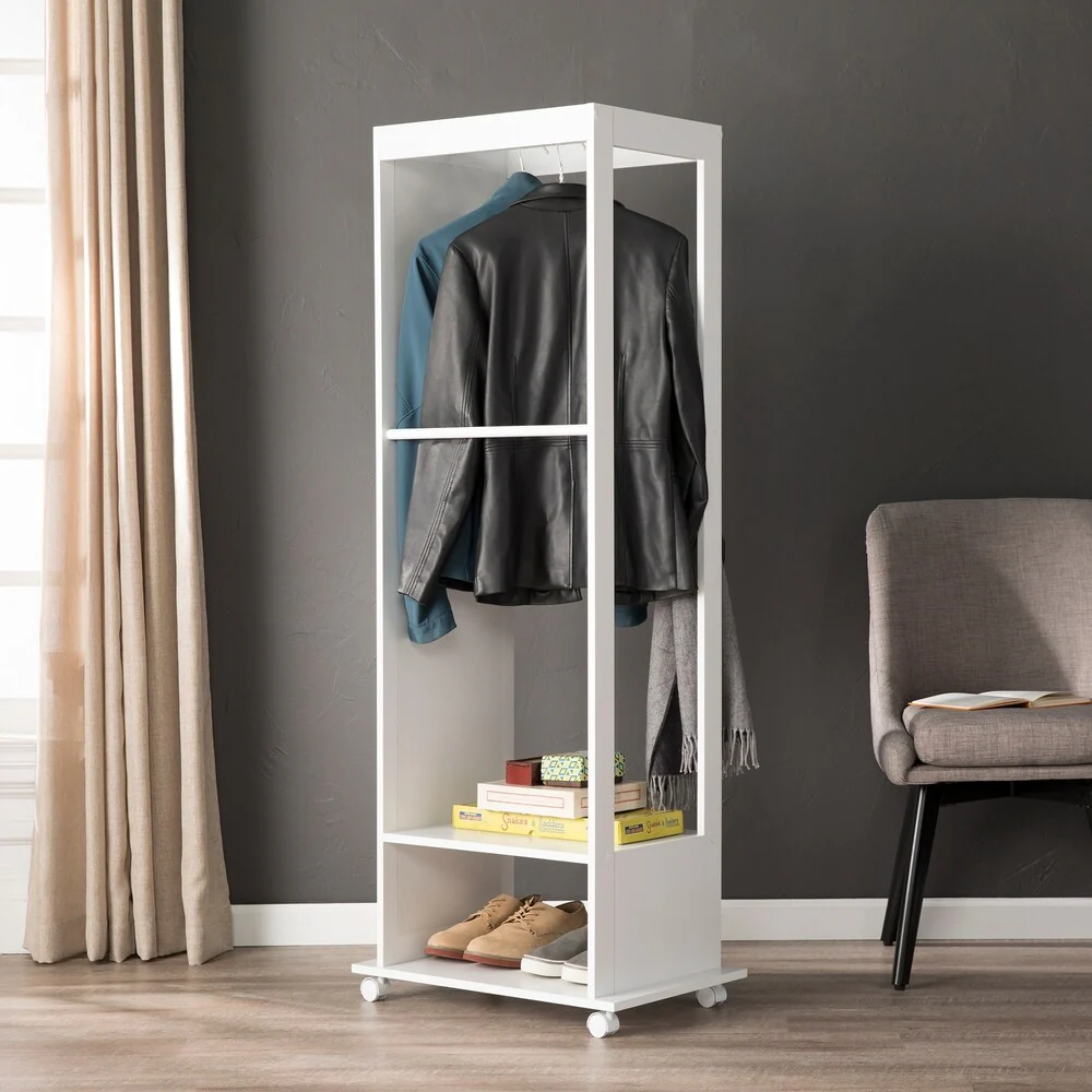 Porch & Den Upperline White Entryway Valet Stand with Mirror