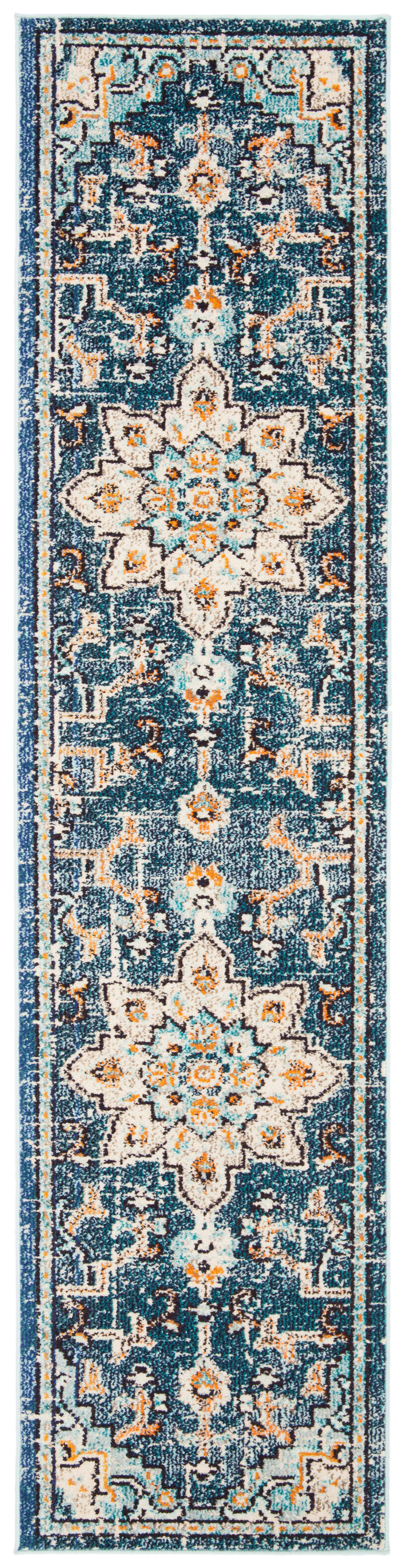 MADISON - Tapis de salon interieur en bleu & bleu clair, 61 x 244 cm