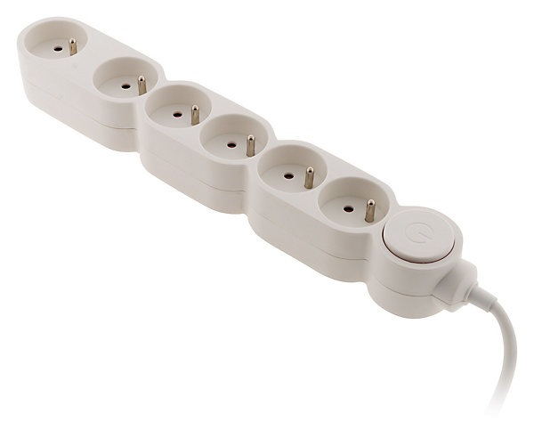 Bloc Home 6 prises 16A 2P T câble 1,5m - Blanc - Zenitech
