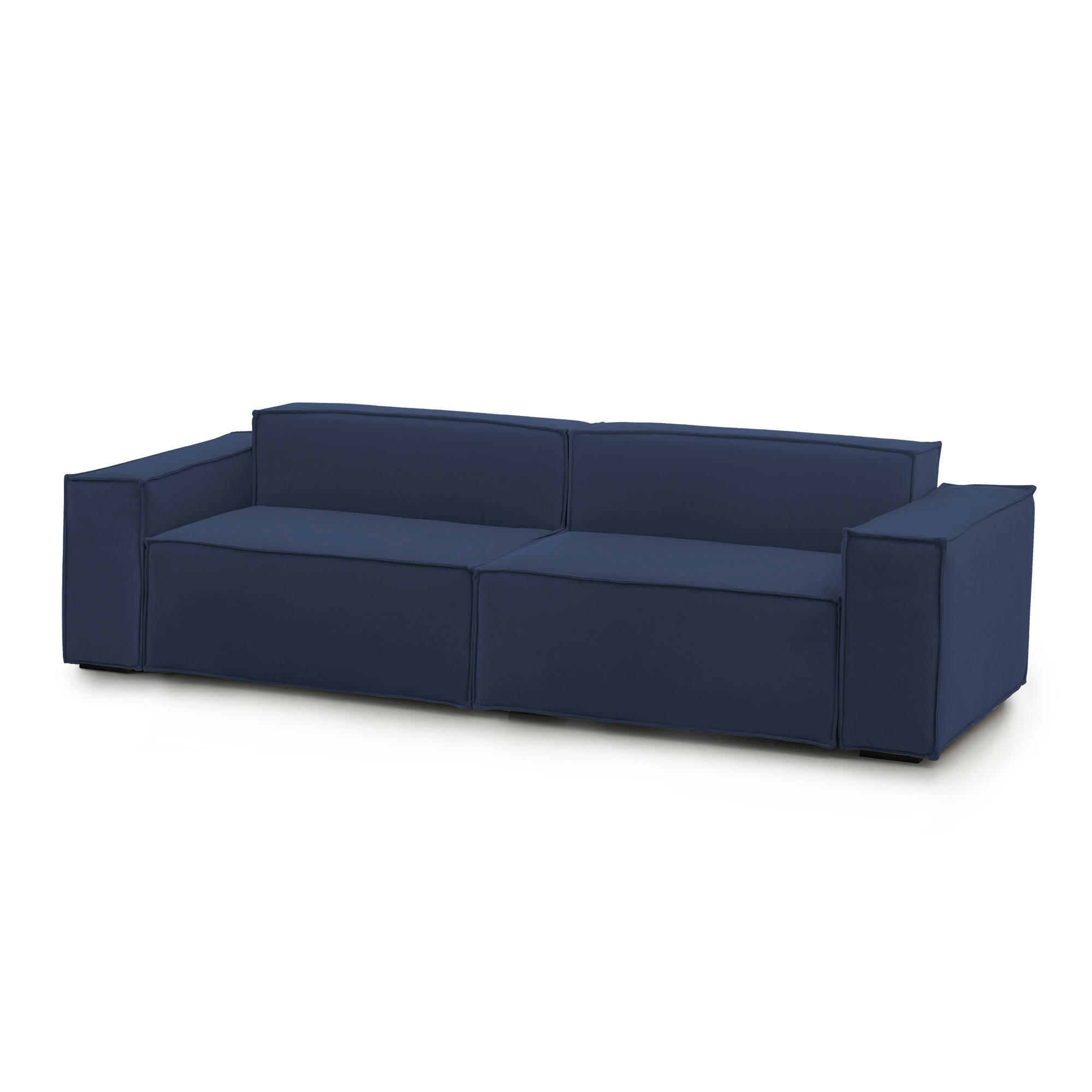 DMELUCC - Canapé fixe 3 places en tissu bleu