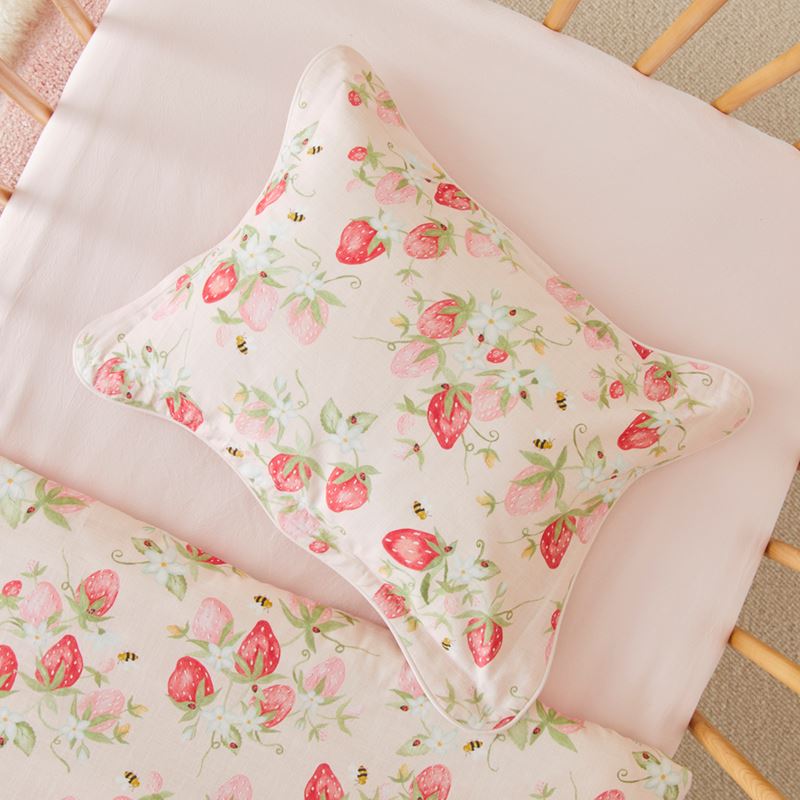 Heirloom Sweet Strawberry Light Pink Cot Quilt Cover Set