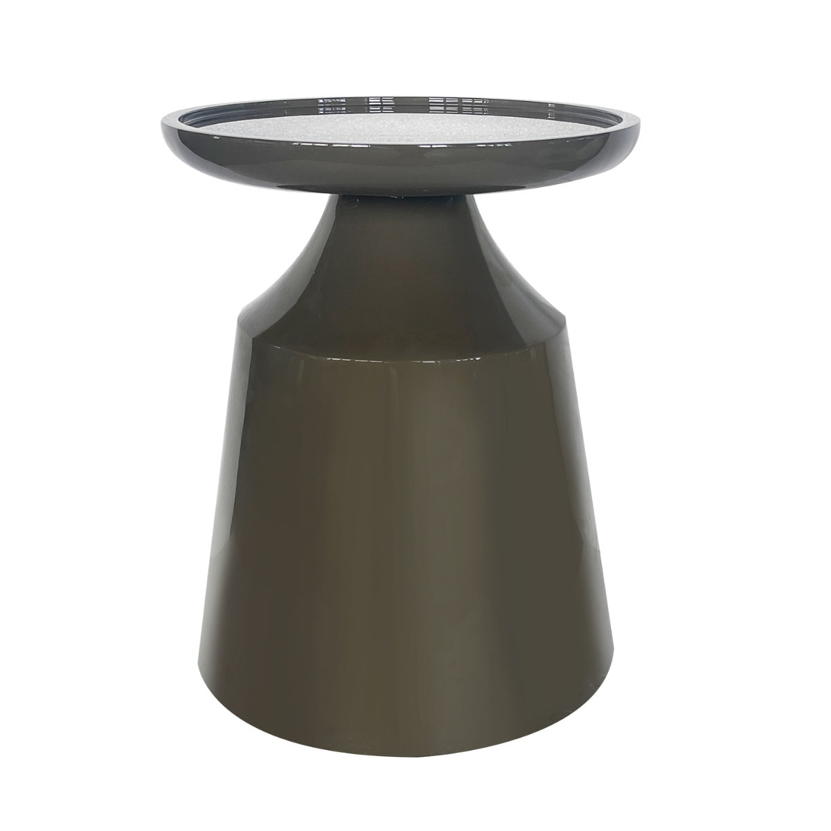DÉJA Living Bijzettafel Fjell - Rond Kaki Groen Glossy MDF - 40x40x50cm