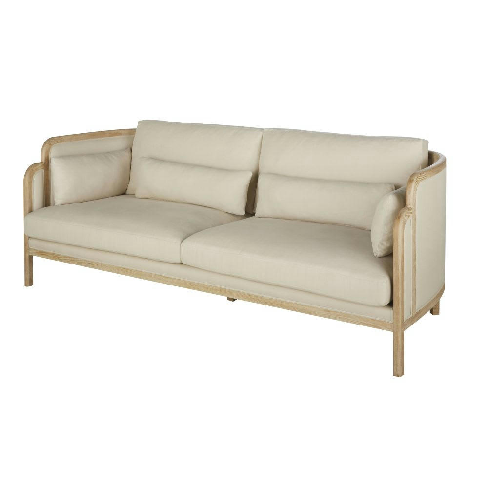 Earo - Canapé 3/4 places en lin beige