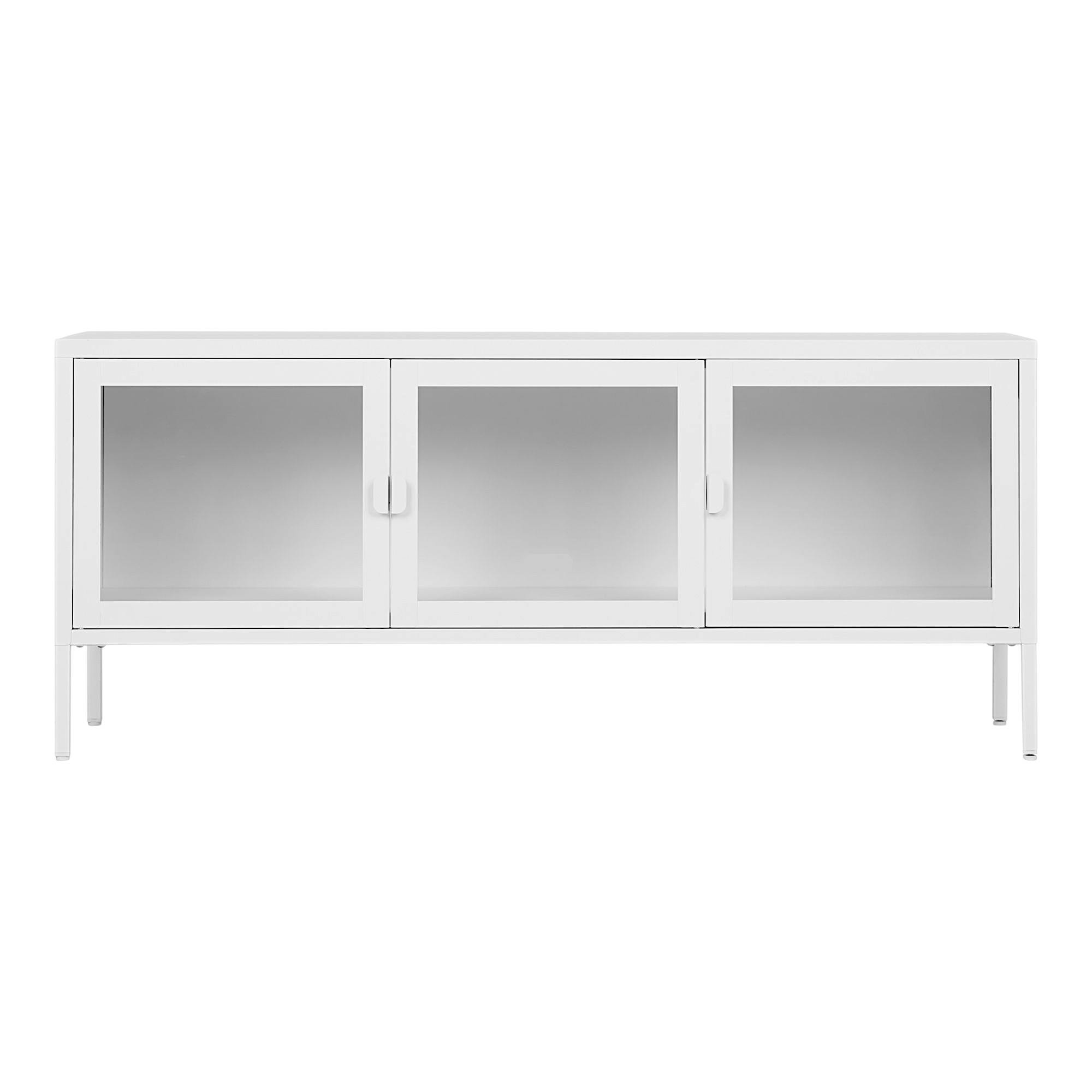 Meuble TV en métal blanc 3 portes vitrées ODENSE