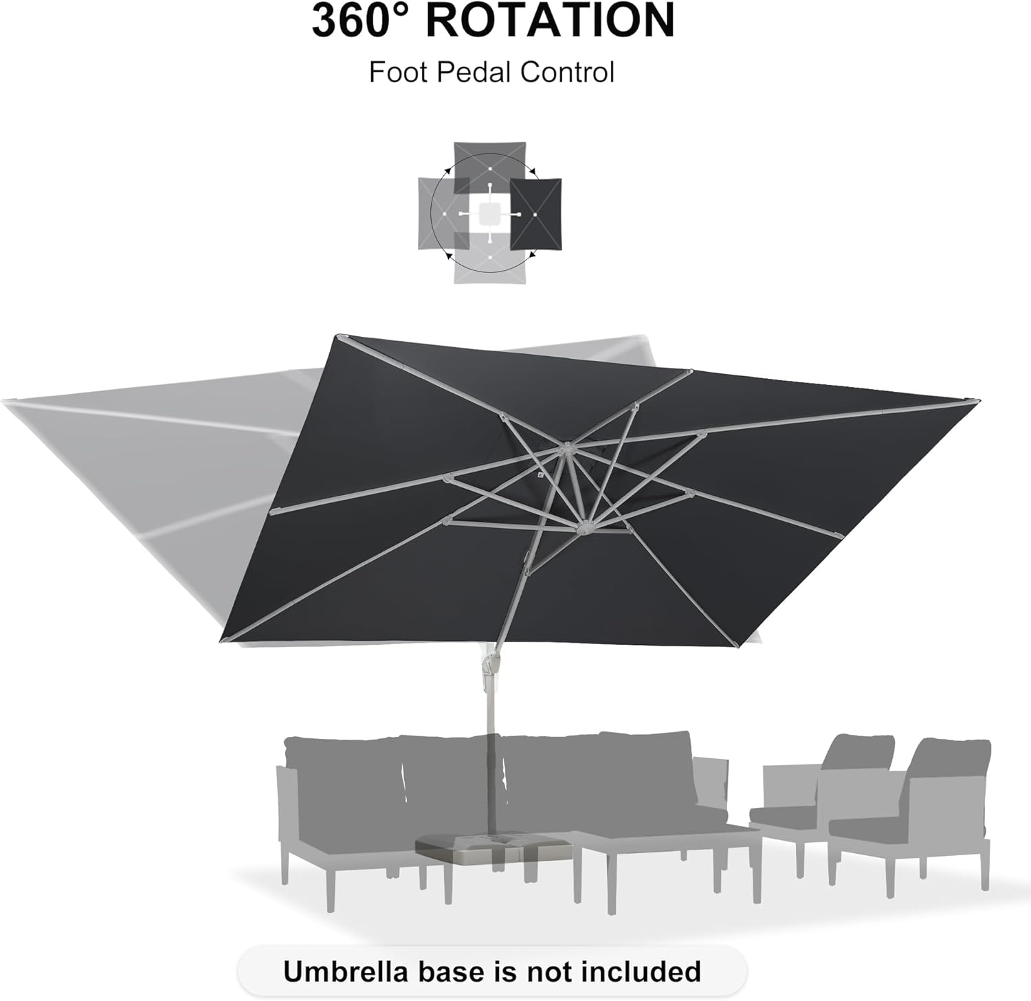 PURPLE LEAF 10' × 13' Patio Umbrella White Cantilever Umbrella Aluminum Square Outdoor Offset Umbrella Hanging Windproof with 360° Rotation for Garden Deck Pool, Light Grey