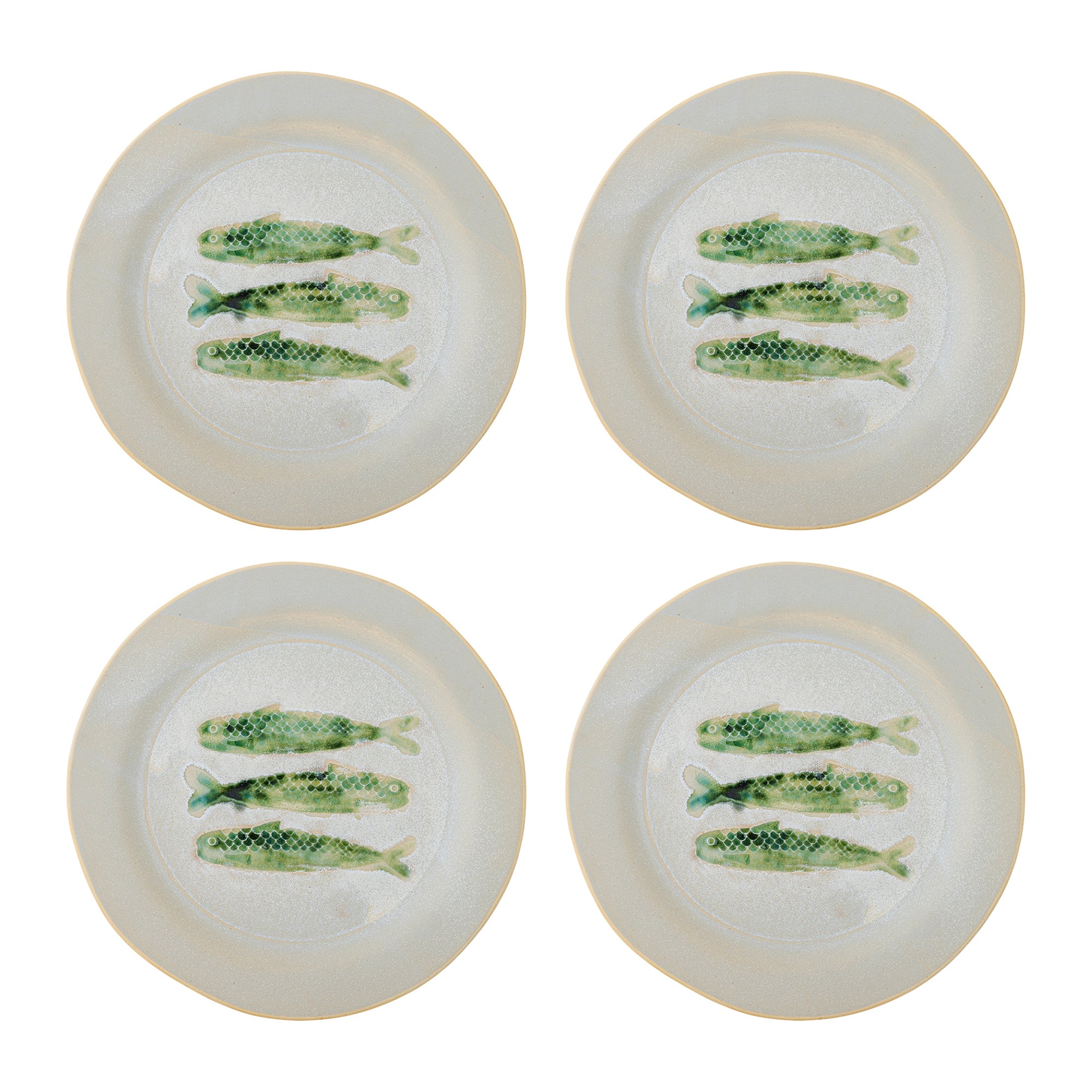 Bloomingville Hadden Dinerbord 4 st. - Ø 27 cm - Vissen / Groen