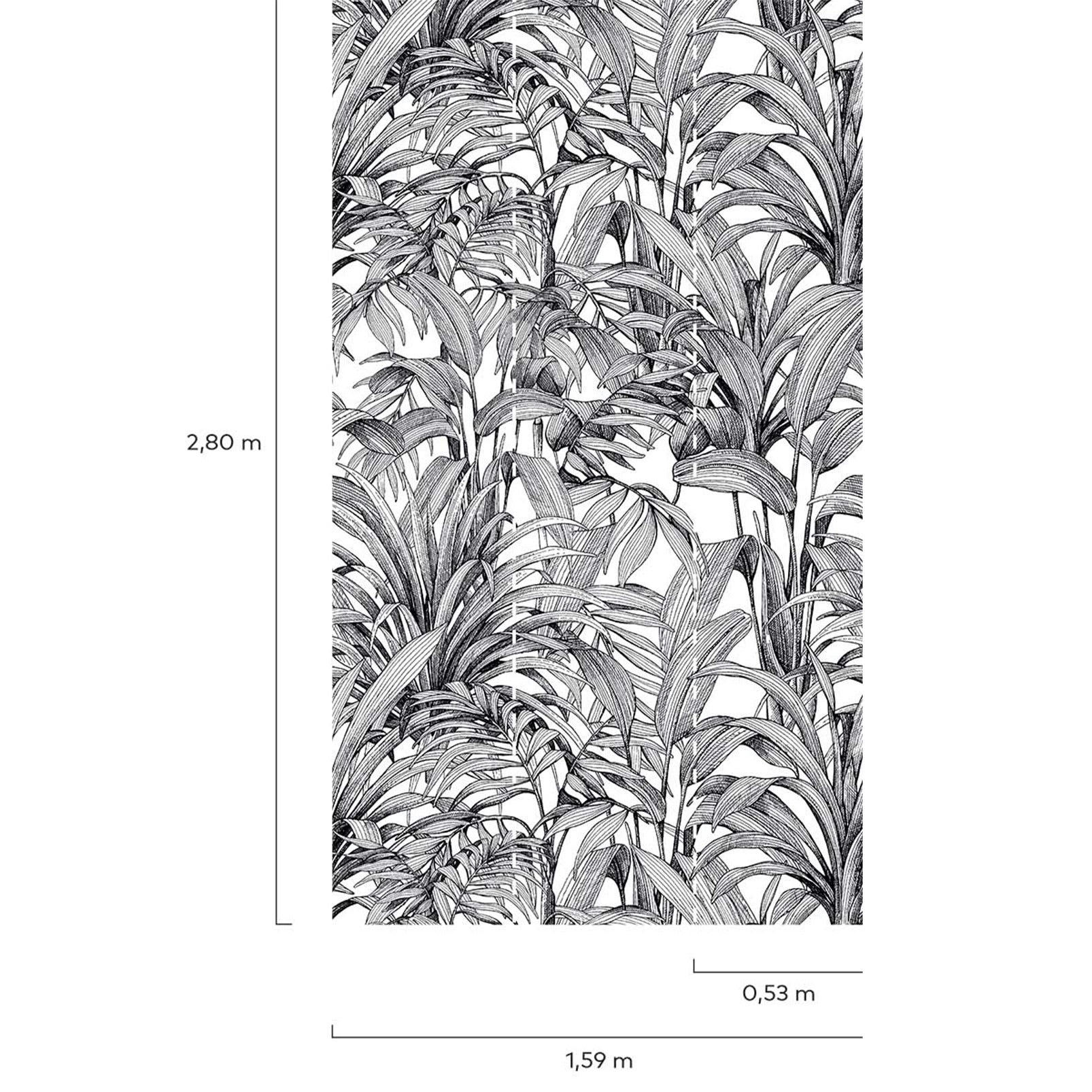 - Papier peint jungle bananier noir et blanc 159x280 cmcm