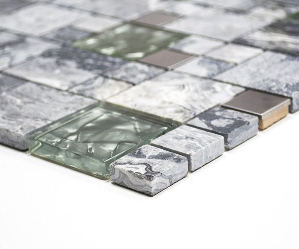MOSAIKK COMBINATION CRYSTAL/STONE/STEEL MIX GREY XCM MC609