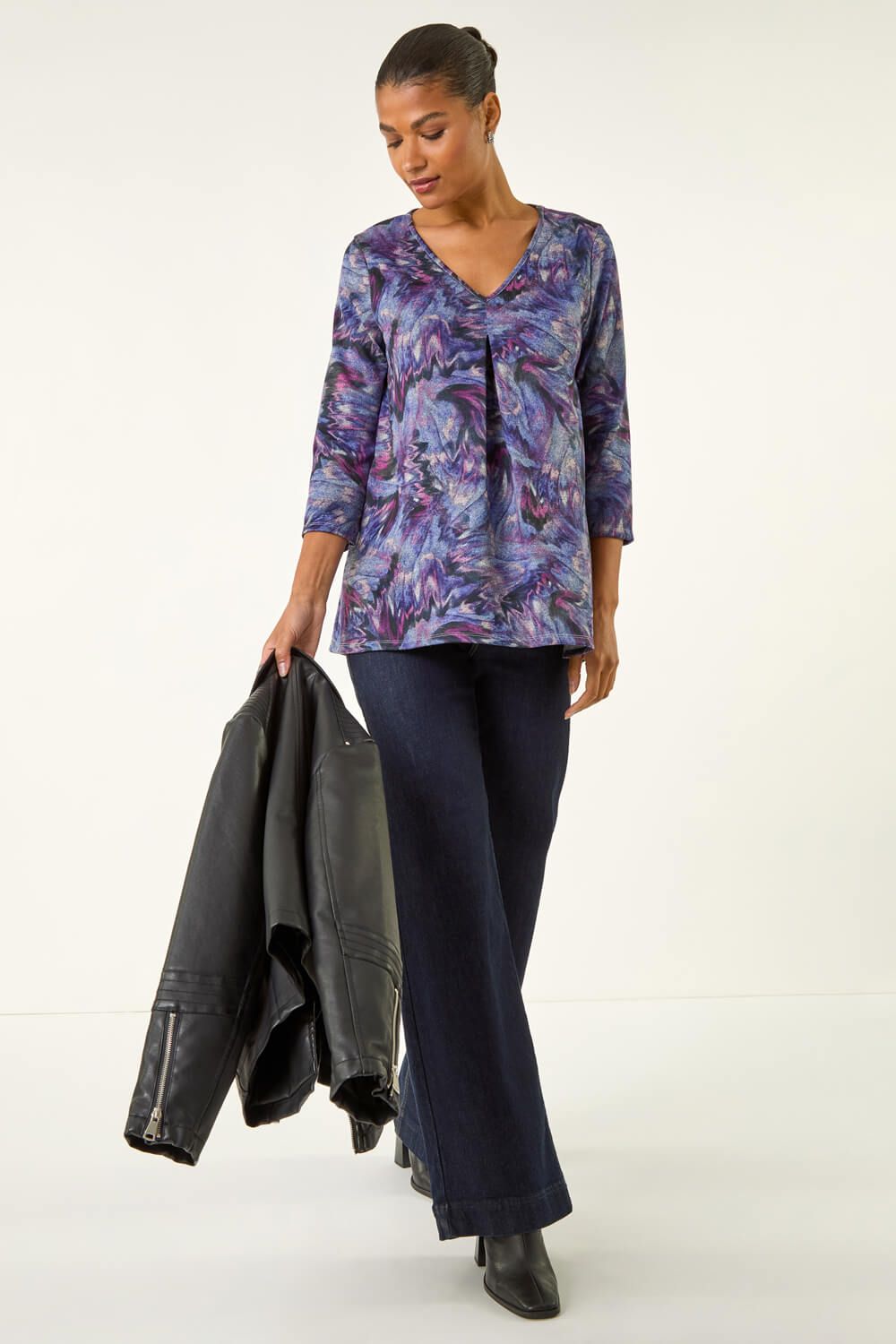 Roman Printed Jersey Snit Top