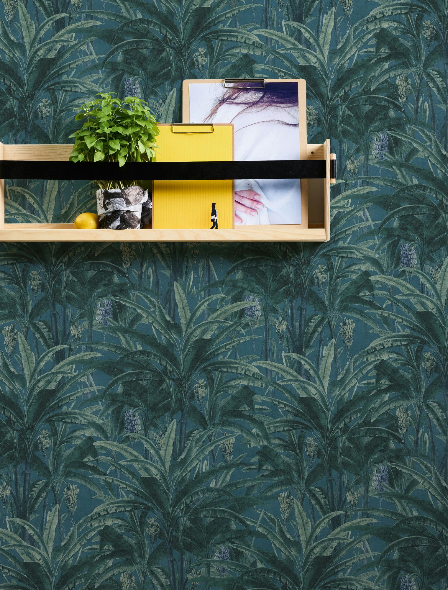 GREENERY - Papier peint imprimé bananier papier bleu  x