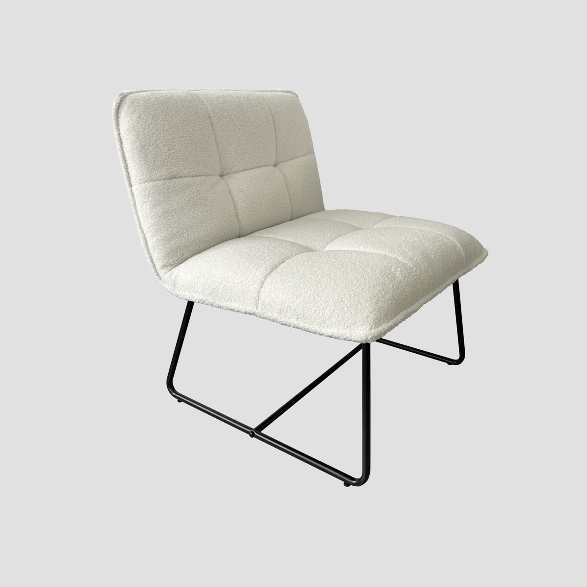 Fotel NELOX w tkaninie TEDDY BOUCLE ecru 63x69x73 cm