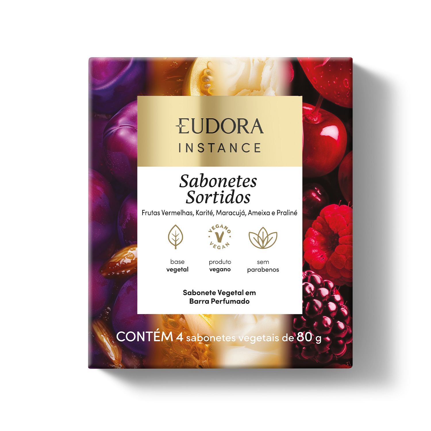 Sabonete Vegetal em Barra Perfumado Sortidos Instance Eudora 4x80g