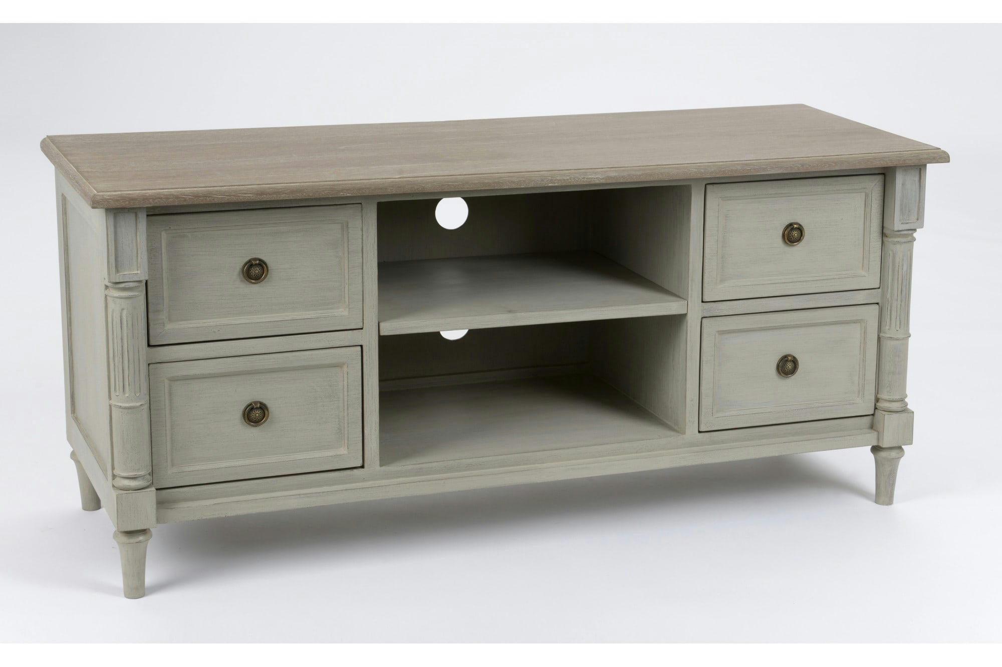 EDWARD - Meuble TV en bois 4 tiroirs 2 niches