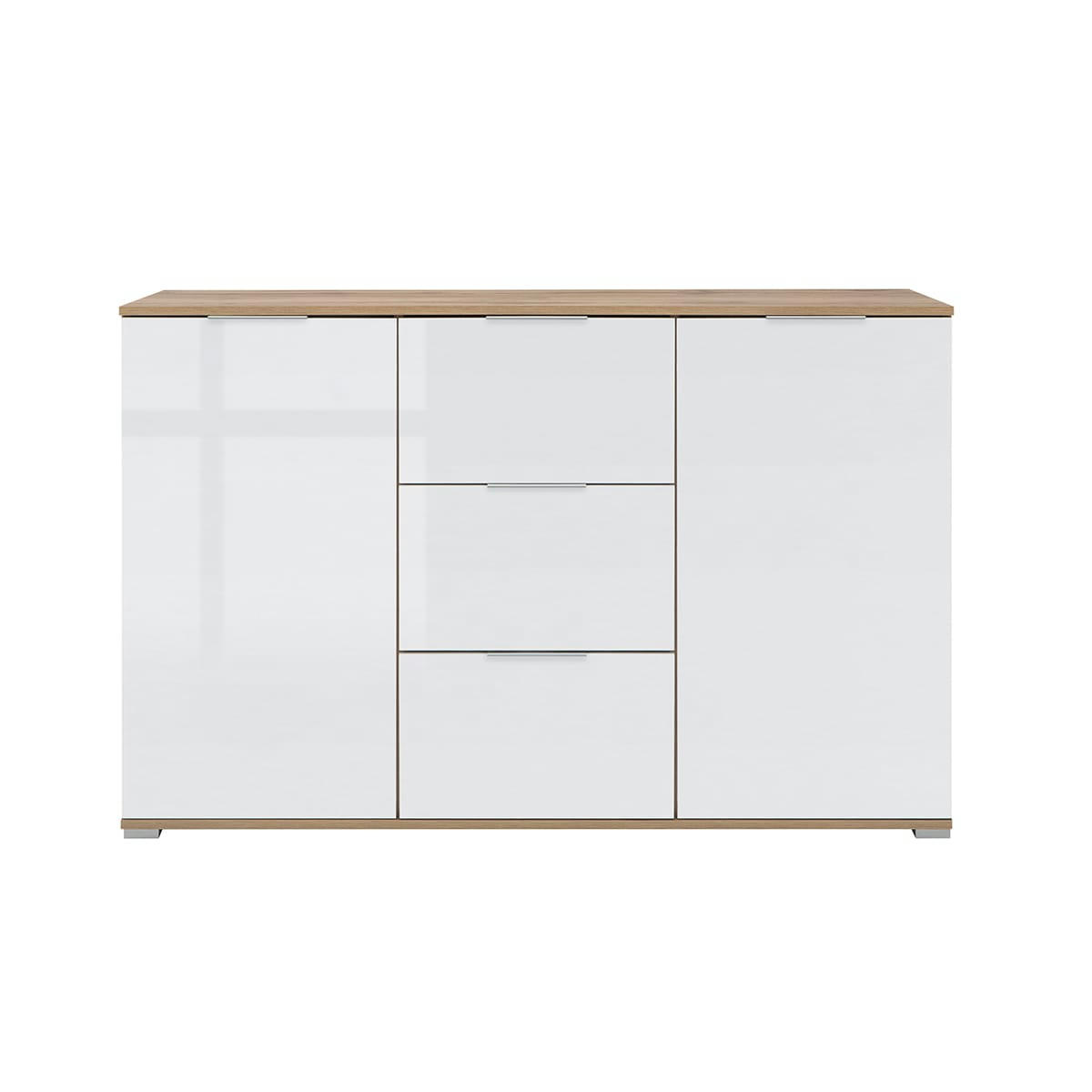 - Buffet 2 portes 3 tiroirs blanc et naturel