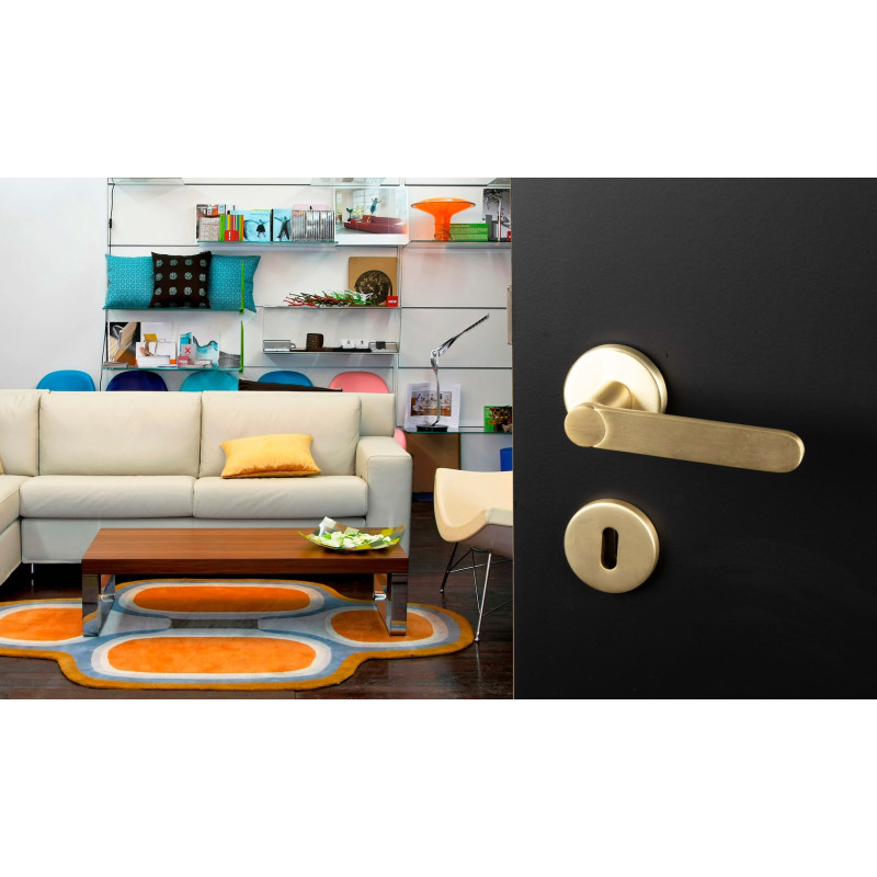 Poignée de porte Easy Fix avec rosace et entrée laiton LINEA BERTOMANI