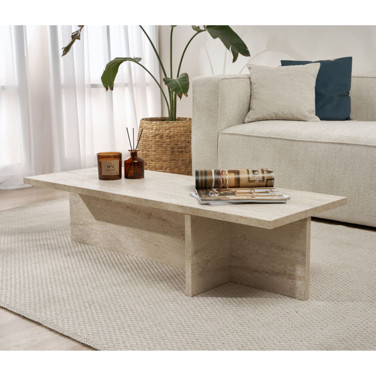 Calicosy - HARBOR Salontafel - H30 cm - Travertijneffect