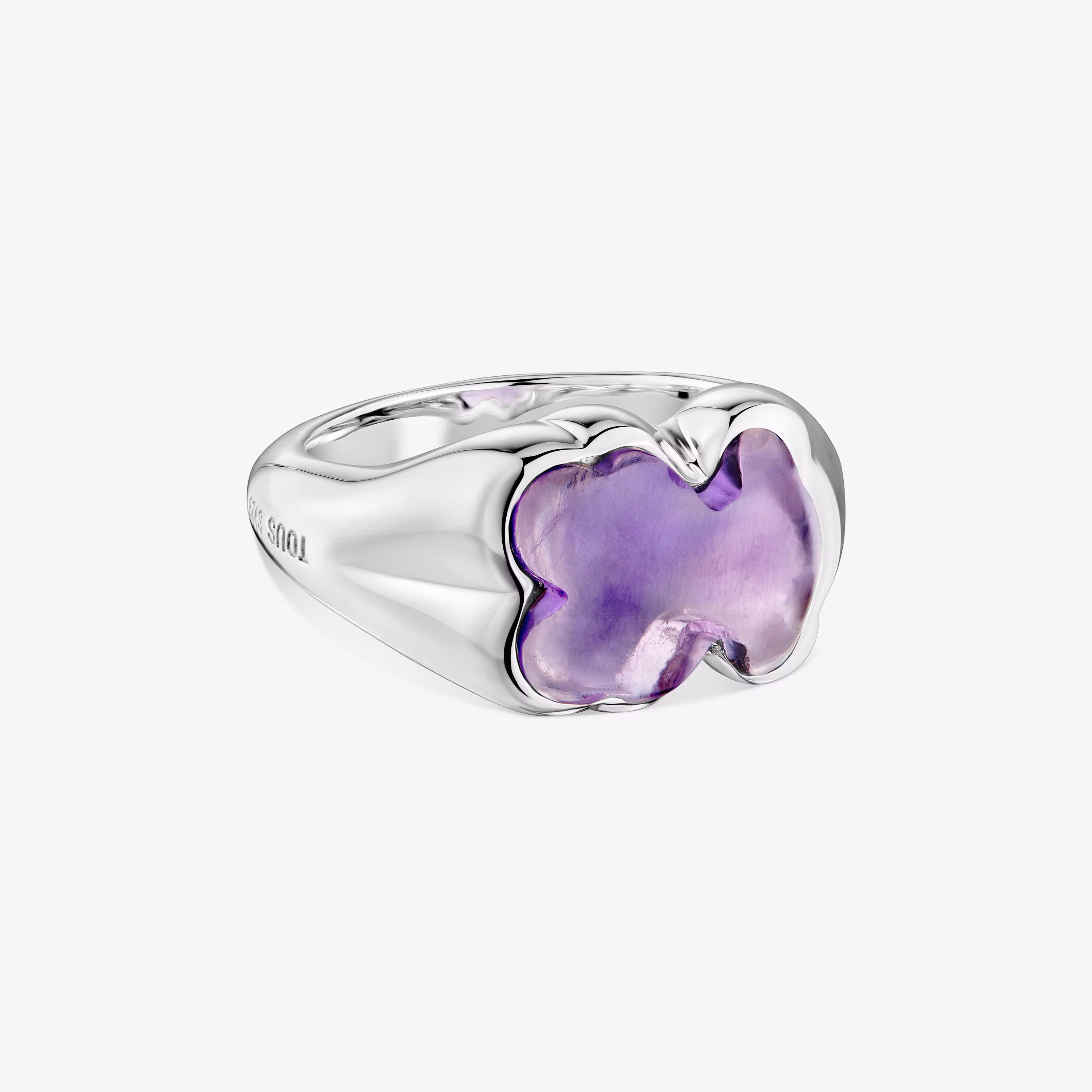 Anillo sello oso de plata y amatista Bold Motif